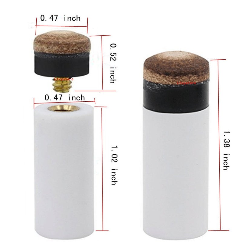 Ltvystore 60Pcs 13mm Hard Brown& Soft Grey Cue Tips Billiard Replacement Screw-on Tips with White Pool Cue Stick Ferrules, Durable Professional Snooker Cue Replacement Parts Stick Repair Tool Set - Image 3